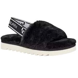 Koolaburra by UGG Black Fuzz’n II Faux Fur Sandals, Size 10